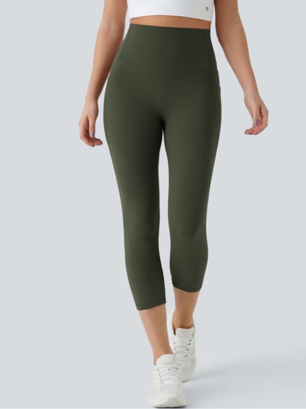 HALARA Olive Green High-Waist Cropped Leggings